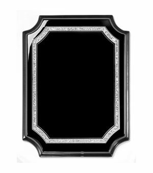 8 x 10 BLACK AND SILVER GLITTER TRIM BLACK PIANO FINISH PLAQUE 