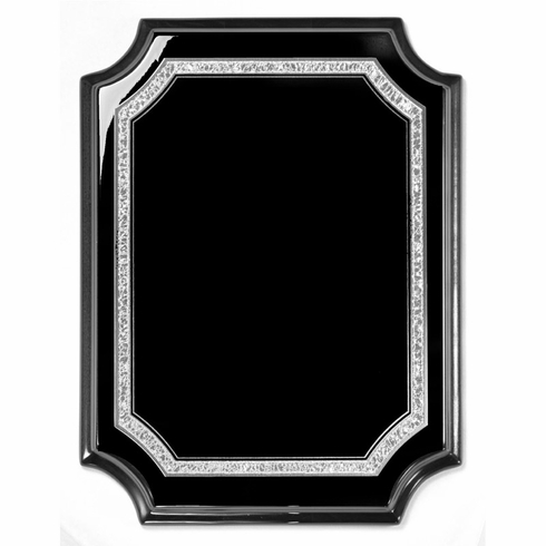 8 x 10 BLACK AND SILVER GLITTER TRIM BLACK PIANO FINISH PLAQUE 