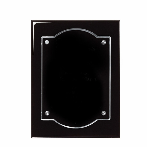 8 X 10 BLACK PIANO FINISH PLAQUE WITH FLOATING ACRYLIC