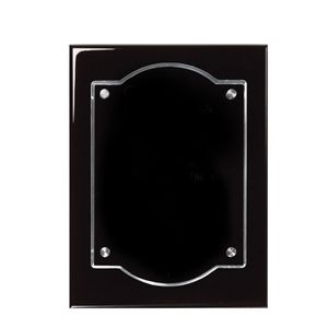 8 X 10 BLACK PIANO FINISH PLAQUE WITH FLOATING ACRYLIC