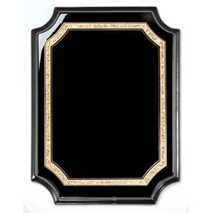8 x 10 BLACK AND GOLD GLITTER TRIM BLACK PIANO FINISH PLAQUE 