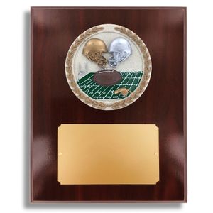 8 X 10" DARK CHERRY WALNUT FINISH PLAQUE HOLDS 4" FOOTBALL STONE CAST EMBLEM
