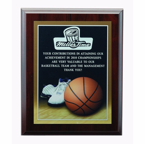 8 X 10 INCH BASKETBALL PHOTO SPORTS PLAQUE WITH LASER ENGRAVED PLATE