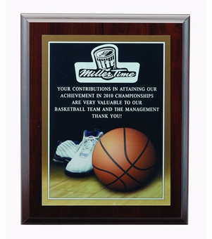 8 X 10 INCH BASKETBALL PHOTO SPORTS PLAQUE WITH LASER ENGRAVED PLATE