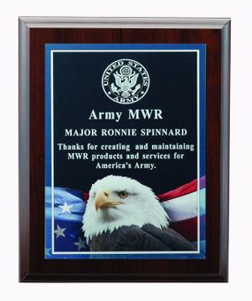 8 X 10 INCH EAGLE PHOTO PLAQUE WITH LASER ENGRAVED PLATE