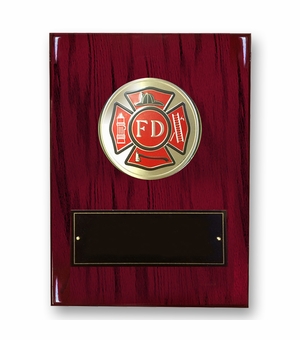 8 X 10 INCH FIRE DEPT. PIANO FINISH CHERRY BOARD PLAQUE