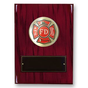 8 X 10 INCH FIRE DEPT. PIANO FINISH CHERRY BOARD PLAQUE