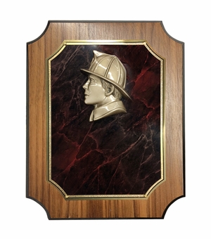 8 X 10 INCH FIREMAN NOTCHED WALNUT VENEER BOARD PLAQUE 