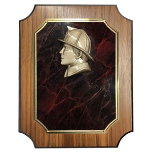 8 X 10 INCH FIREMAN NOTCHED WALNUT VENEER BOARD PLAQUE 