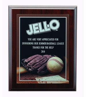 8 X 10 INCH FOOTBALL  PHOTO BASEBALL PLAQUE WITH LASER ENGRAVED PLATE