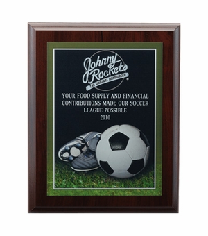 8 X 10 INCH FOOTBALL  PHOTO SPORTS PLAQUE WITH LASER ENGRAVED PLATE