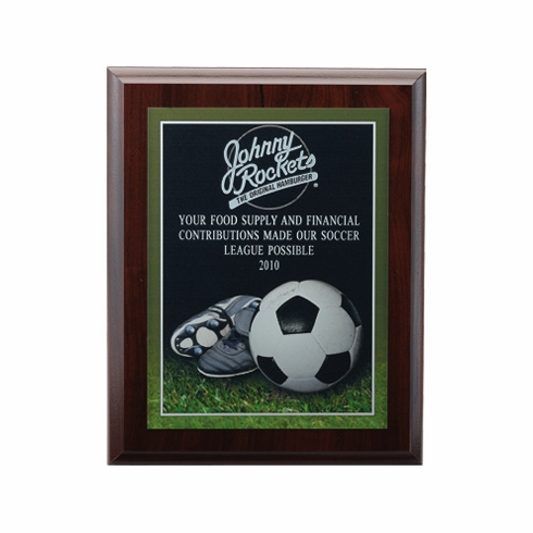 8 X 10 INCH FOOTBALL  PHOTO SPORTS PLAQUE WITH LASER ENGRAVED PLATE