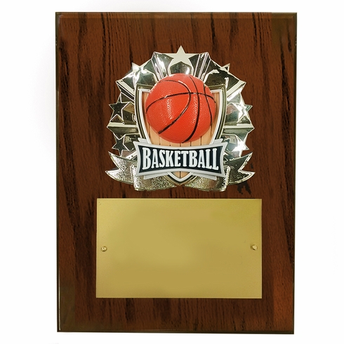 8 X 10 INCH FULL COLOR RAISE MODELED BASKETBALL PLAQUE
