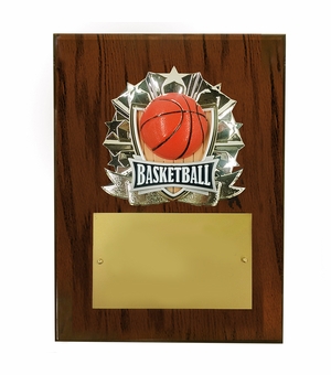 8 X 10 INCH FULL COLOR RAISE MODELED BASKETBALL PLAQUE