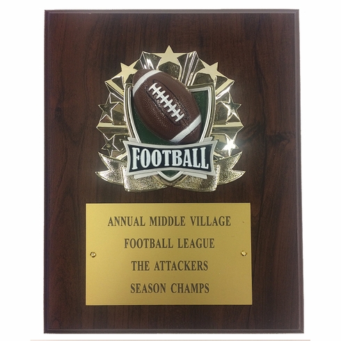 8 X 10 INCH FULL COLOR RAISE MODELED FOOTBALL PLAQUE