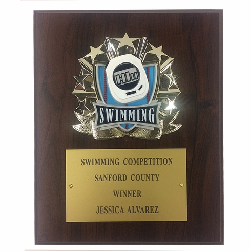 8 X 10 INCH FULL COLOR RAISE MODELED SWIMMING PLAQUE