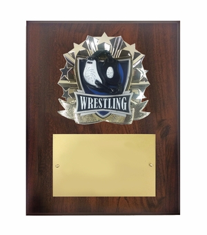 8 X 10 INCH FULL COLOR RAISE MODELED WRESTLING PLAQUE