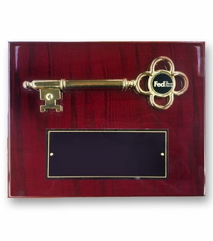 8 X 10 INCH GOLD KEY PLAQUE HOLDS 1 INCH BLACK DISC INSERT
