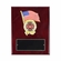 8 x 10 Inch Piano Finish Rosewood Plaque with American Flag and 2 inch Fire Department Medallion Insert