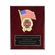 8 x 10 Inch Piano Finish Rosewood Plaque with American Flag and 2 inch Fire Department Medallion Insert