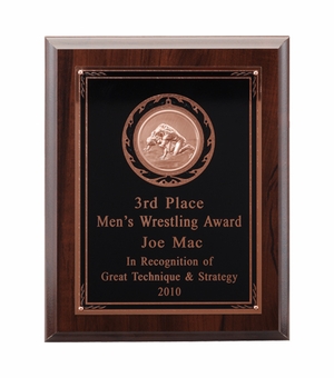 8 X 10 INCH PLAQUE WITH BLACK AND BRONZE PLATE TAKES INSERT