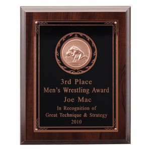 8 X 10 INCH PLAQUE WITH BLACK AND BRONZE PLATE TAKES INSERT