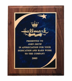 8 X 10 INCH PLAQUE WITH BLUE SCREENED PLATE