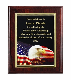8 X 10 INCH PLAQUE WITH DIGITAL PHOTO BLACK SCREENED PLATE