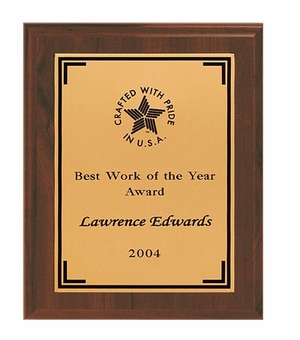 8 X 10 INCH PLAQUE WITH GOLD BRASS SCREENED PLATE