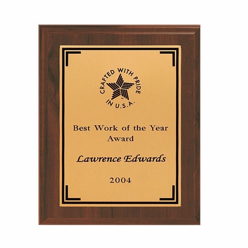 8 X 10 INCH PLAQUE WITH GOLD BRASS SCREENED PLATE