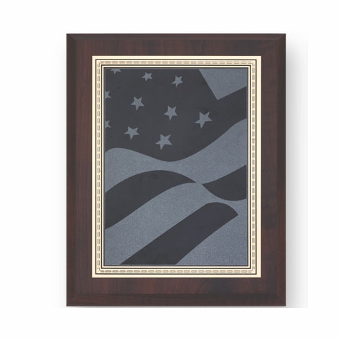 8 X 10 INCH PLAQUE WITH SCREENED U.S. FLAG PLATE