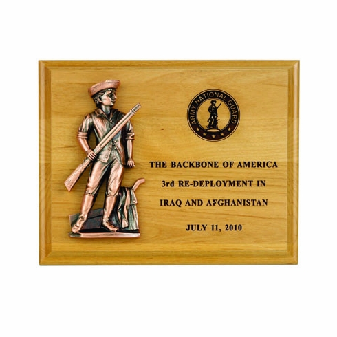8 x 10 INCH RED ADLER PLAQUE WITH BRONZE MINUTEMAN