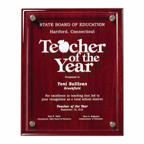 8 x 10 INCH ROSEWOOD PIANO FINISH FLOATING ACRYLIC PLAQUE