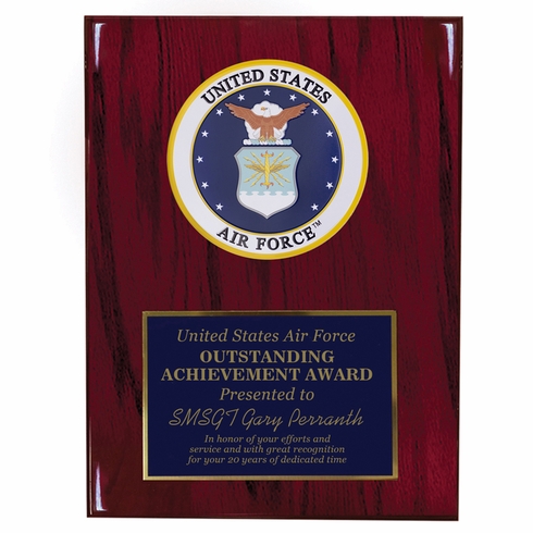 8 X 10 INCH U.S. AIR FORCE PLAQUE WITH 4 INCH EMBOSSED MEDALLION