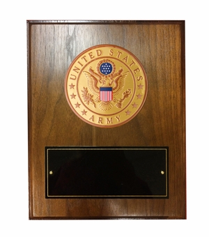 8 X 10 INCH U.S. ARMY SYMBOL PLAQUE WITH 4 INCH EMBOSSED MEDALLION