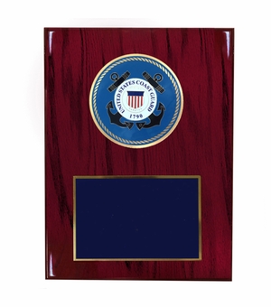 8 X 10 INCH U.S. COAST GUARD PLAQUE WITH 4 INCH EMBOSSED MEDALLION