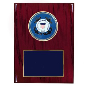 8 X 10 INCH U.S. COAST GUARD PLAQUE WITH 4 INCH EMBOSSED MEDALLION
