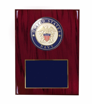 8 X 10 INCH U.S. NAVY PLAQUE WITH 4 INCH EMBOSSED MEDALLION