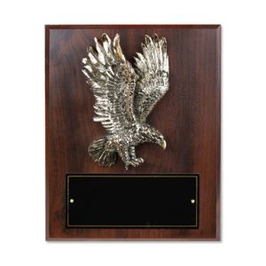 8 x 10 INCH WALNUT FINISH GOLD EAGLE PLAQUE WITH BLACK PLATE