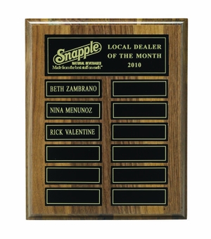 8 X 10 INCH WALNUT VENEER MULTIPLE PLATE PLAQUE WITH 12 MAGNETIC PLATES
