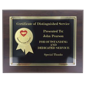 8" x 10" SERVICE AWARD PLAQUE 2" ETCHED BRASS INSERT SERVICE IS OUR PASSION