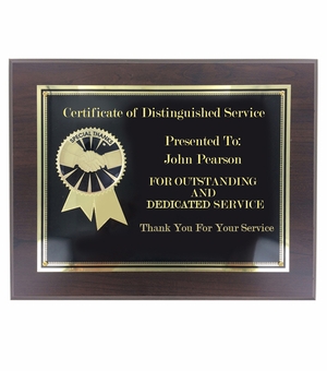 8" x 10" SPECIAL THANKS PLAQUE 2" ETCHED BRASS INSERT ON BLACK BRASS SCREEN