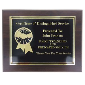 8" x 10" SPECIAL THANKS PLAQUE 2" ETCHED BRASS INSERT ON BLACK BRASS SCREEN