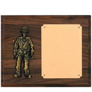 8 X 10 WALNUT FINISH FIREFIGHTER PLAQUE WITH BRASS PLATE