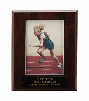 8 X 10 WALNUT PHOTO PLAQUE HOLDS 5 X 7 PHOTO