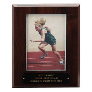 8 X 10 WALNUT PHOTO PLAQUE HOLDS 5 X 7 PHOTO