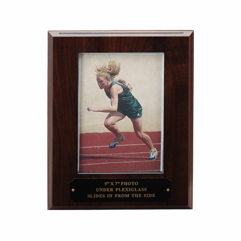 8 X 10 WALNUT PHOTO PLAQUE HOLDS 5 X 7 PHOTO