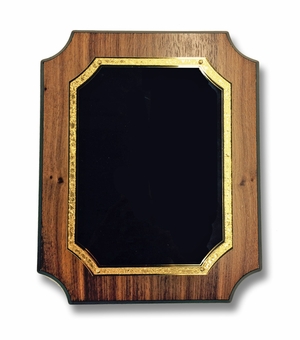 8 X 10 WALNUT VENEER WITH NOTCHED CORNER PLAQUE