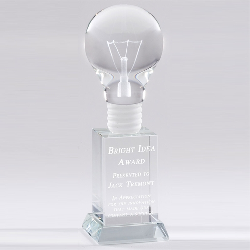 8 X 2-1/2 INCH OPTICAL CRYSTAL LIGHT BULB AWARD