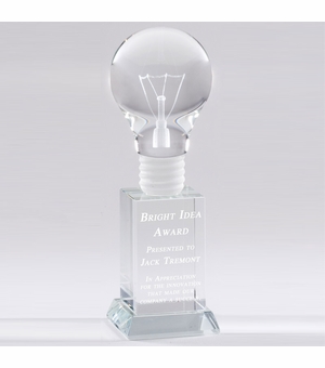 8 X 2-1/2 INCH OPTICAL CRYSTAL LIGHT BULB AWARD